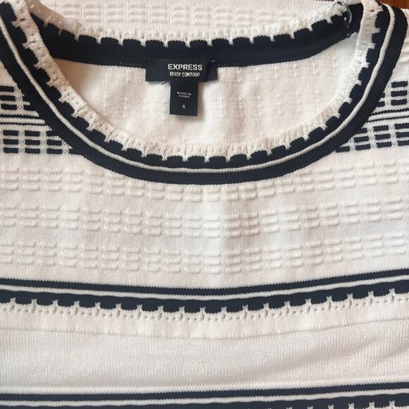 Textured Body Contour Midi Dress by Express - Size Small - Black & White Striped - Picture 9 of 12